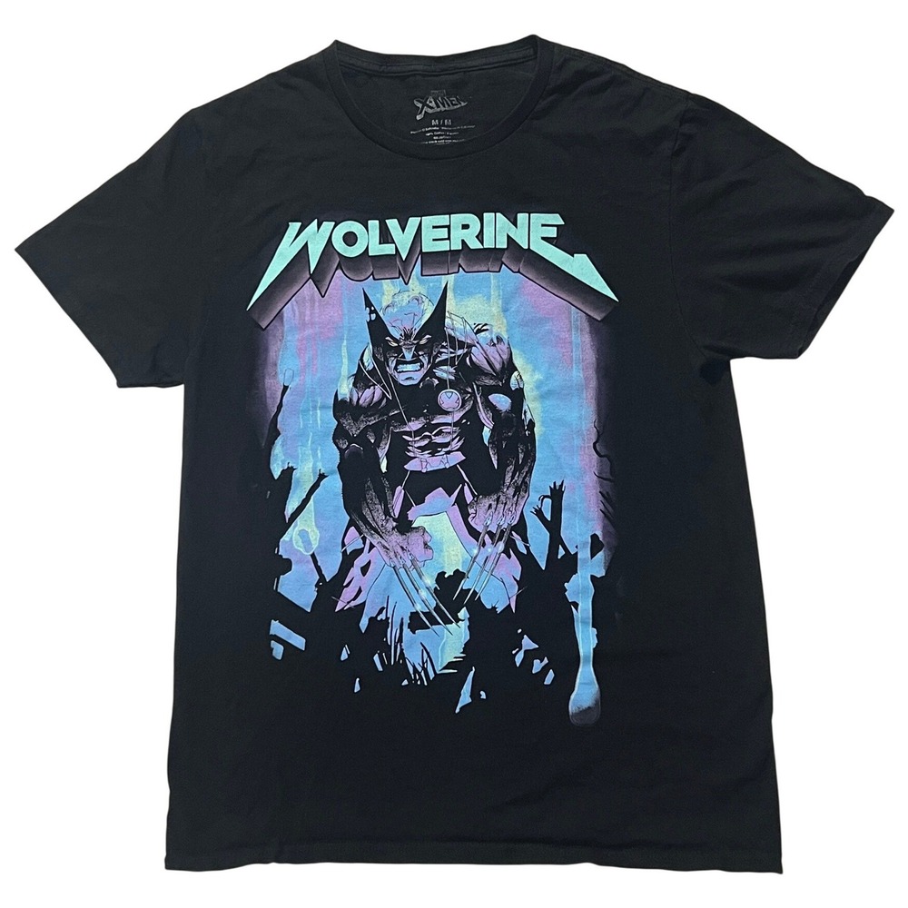 Marvel X-Men Wolverine Graphic T-Shirt Mens Medium Black Logan Comic Tee
